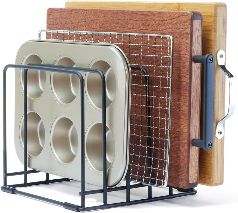 Eyskutvjc Cutting Board Organizer,Kitchen Cabinet Organizer,Divided Rack with 5 Slots for Baking Trays,Space-Saving Kitchen Storage for Cutting Boards, Cookie Sheet, Thin Pans and Baking Sheets Holder (1pcs) - Image 1